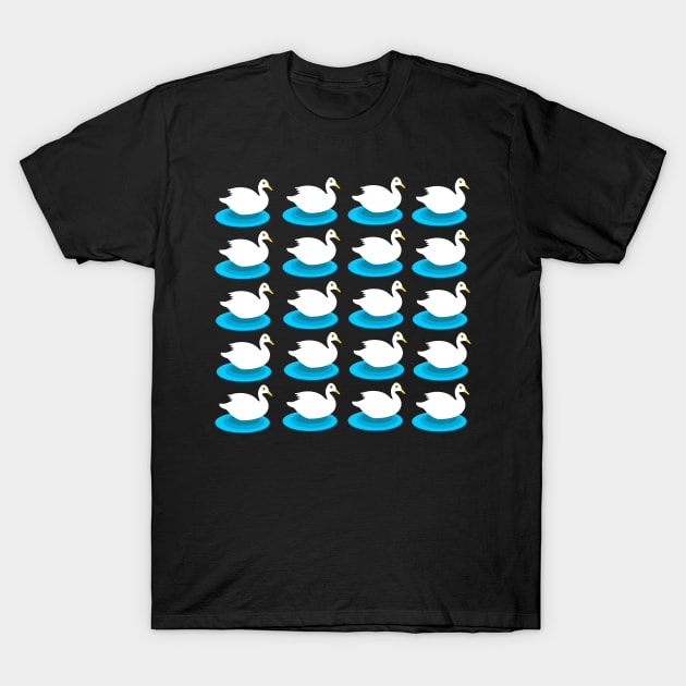 White swimming duck pattern T-Shirt by Baobabprintstore